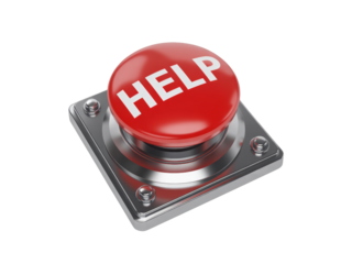 Red emergency help button isolated on white
