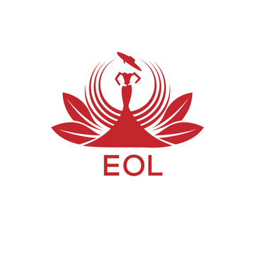EOL Letter Logo. EOL Fashion Logo with Elegant Woman Silhouette, Hat, and Leaf Motif  Boutique, Beauty, or Event Branding Design.
