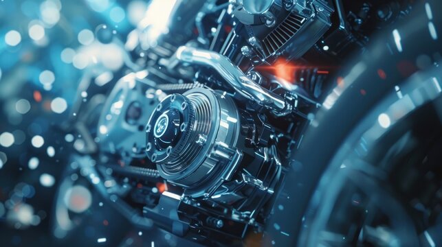 Motorcycle engine close up detail