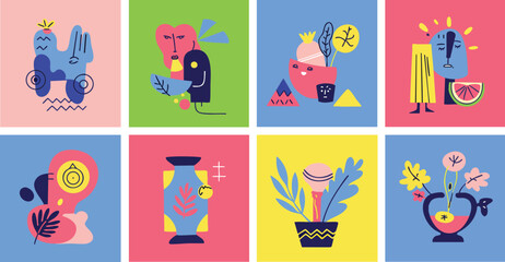 Fototapeta premium Flat Design Illustration Set of Colorful Abstract Modern Vector Art