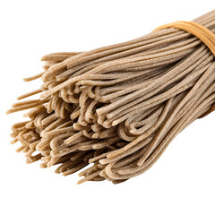 Dried soba noodles bunch close up view food photography