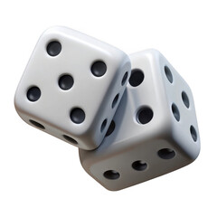 3d white dice isolated on transparent background