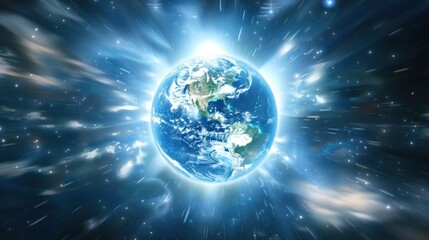 Obraz premium Radiant earth in space