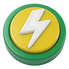 lightning icon on a white background , Green Circle with White Lightning Bolt