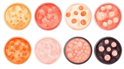 Fototapeta premium Bacterial Colonies in Petri Dishes with Vibrant Colors