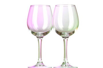 Pair of Stemless White Wine Glasses with Smooth Curve, isolated on transparent background