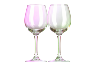 Pair of Stemless White Wine Glasses with Smooth Curve, isolated on transparent background