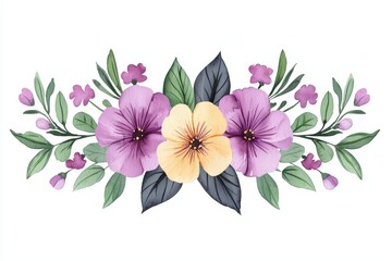 Beautiful watercolor floral arrangement with colorful blossoms