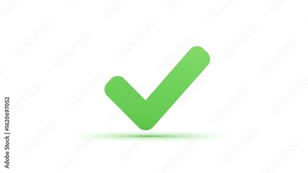 Poster checkmark rotating on white background loopable animation
