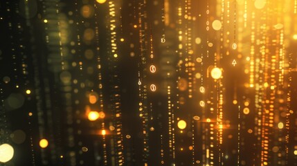 Obraz premium Golden cascading particles background