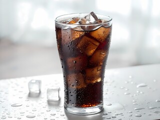 glass of cola with ice