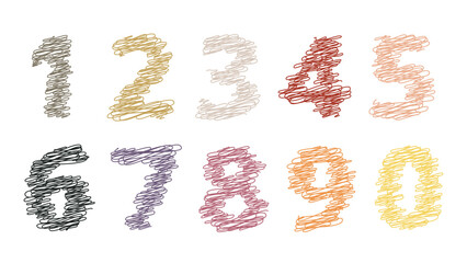 scribble   number colorful vector isolated set-02