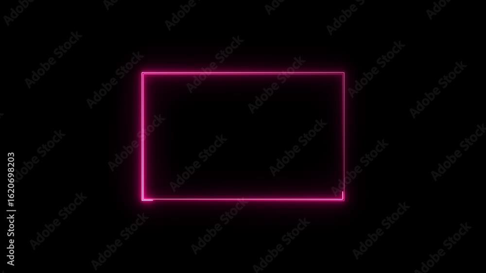 Aufkleber glowing neon square rectangle picture frame icon animation neon display box around screen photo fram