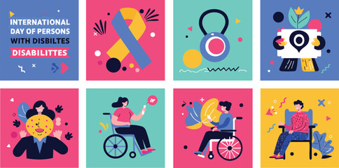 Fototapeta premium Flat Design Illustration Set for International Day of Persons with Disabilities