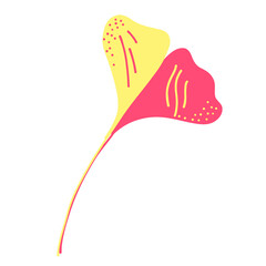 Hand-Drawn Ginkgo Leaves in Yellow and Soft Pink – Minimal Line Botanical Art, Elegant Nature Illustration for Prints and Design Projects