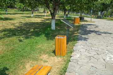 Trash bin in the park. Environment. Clean nature