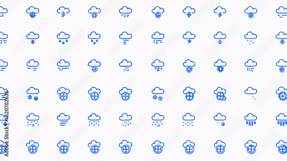 Poster vector collection of weather icons depicting various conditions such as rain snow and thunderstorms 