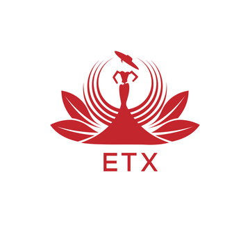 ETX Letter Logo. ETX Fashion Logo with Elegant Woman Silhouette, Hat, and Leaf Motif  Boutique, Beauty, or Event Branding Design.
