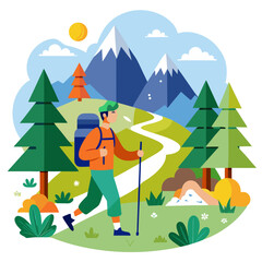 Naklejka premium outdoor-hiking-adventure---white-background