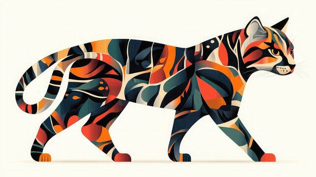 Abstract animals drawn using stylized forms, patterns, and creative compositions transforming animals into artistic concepts for contemporary decor or imaginative design uses.