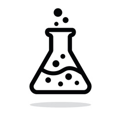 Science Lab Flask Vector Icon. Chemistry Beaker Symbol.