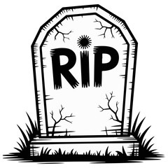 Rest in peace, a tombstone in a cemetery transparent png vector