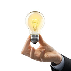 hand with light bulb creative idea, cutout