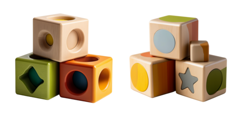 wooden educational toy blocks, cutout