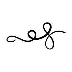 Vintage Flourish Swirl Ornament for Calligraphy Design, Line flourish swirl vector calligraphy ornament element. Vector Illustration