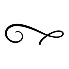 Vintage Flourish Swirl Ornament for Calligraphy Design, Line flourish swirl vector calligraphy ornament element. Vector Illustration