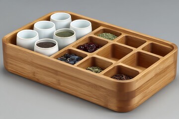 Dried ingredients stored in bamboo box high resolution picture