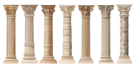 set of greek columns, cutout