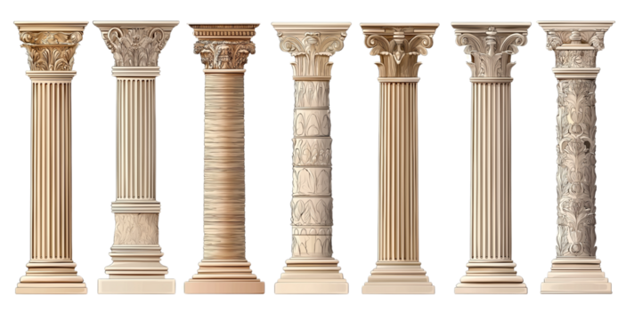 set of greek columns, cutout