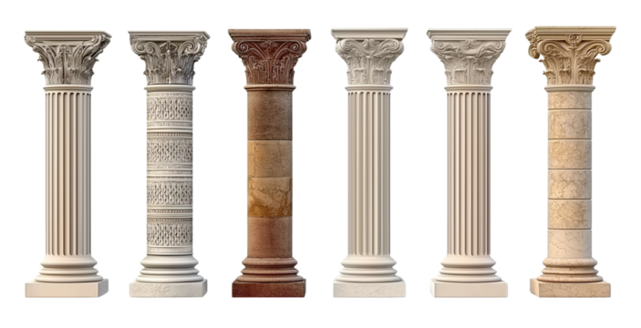 set of greek columns, cutout