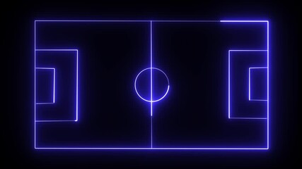 Neon football field icon video animation on the black background. Football stadium icon animation. - Powered by Adobe
