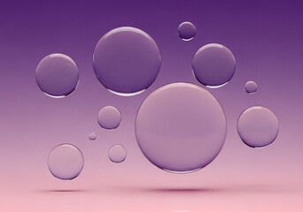 Floating Glossy Circles on Pink and Purple Gradient Background