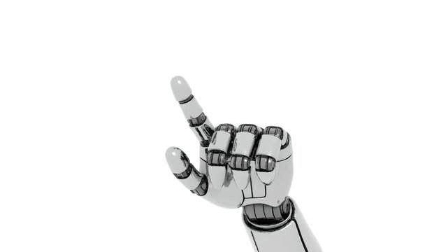 Robot Arm hand make double click on white bg able to loop endless 4k