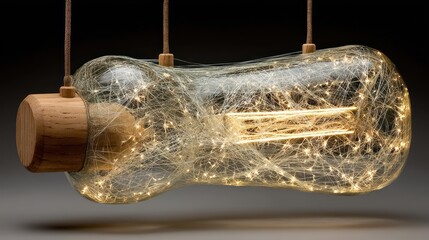 Mesmerizing Glass and Wood Pendant Lamp