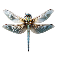 Shimmering Dragonfly Top View Isolated on Black insect