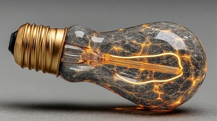 Illuminating Innovation: A Striking Close-Up of a  Crackled Glass Edison Bulb