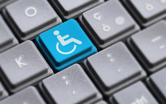Website Accessibility Concept Wheelchair Icon On Computer Key