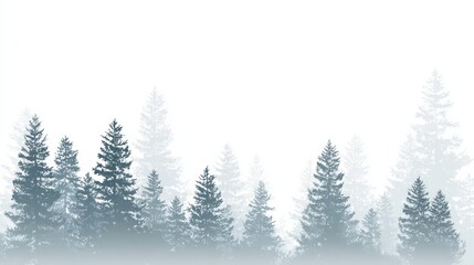 Fototapeta premium Misty forest landscape with pine trees creating serene atmosphere