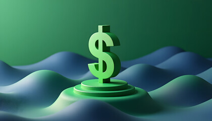 A striking green dollar sign representing financial growth and success.