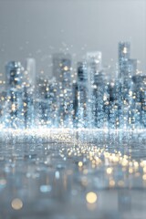 A digital cityscape with shimmering lights