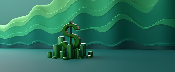 Green dollar symbol representing financial growth and investment success.