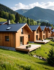 Mountainside wooden cabins