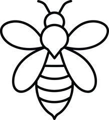 bee icon outline vector illustration on transparent background