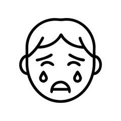 Sad crying emoji vector illustration representing sadness grief depression and emotional expression with tears face