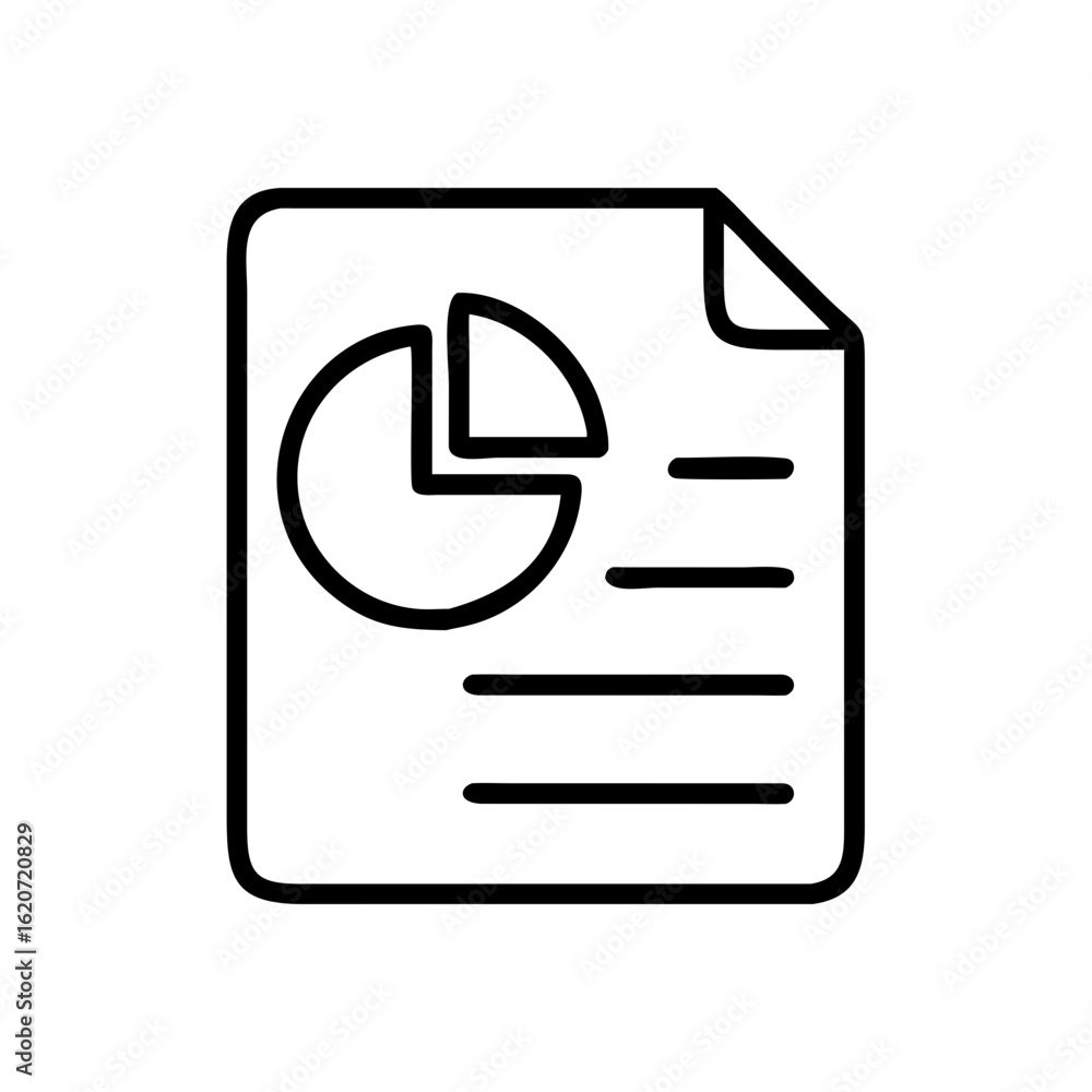 Aufkleber data report document with pie chart analysis and information for business presentation and strategy 