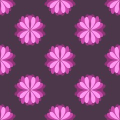 Pink Flower on Dark Background – Simple Seamless